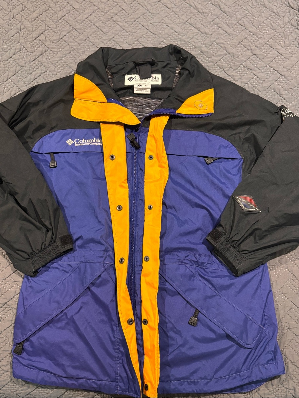 90s Columbia TITANIUM Omni Tech Wayerproof Women's Blue and Yellow Ski Jacket